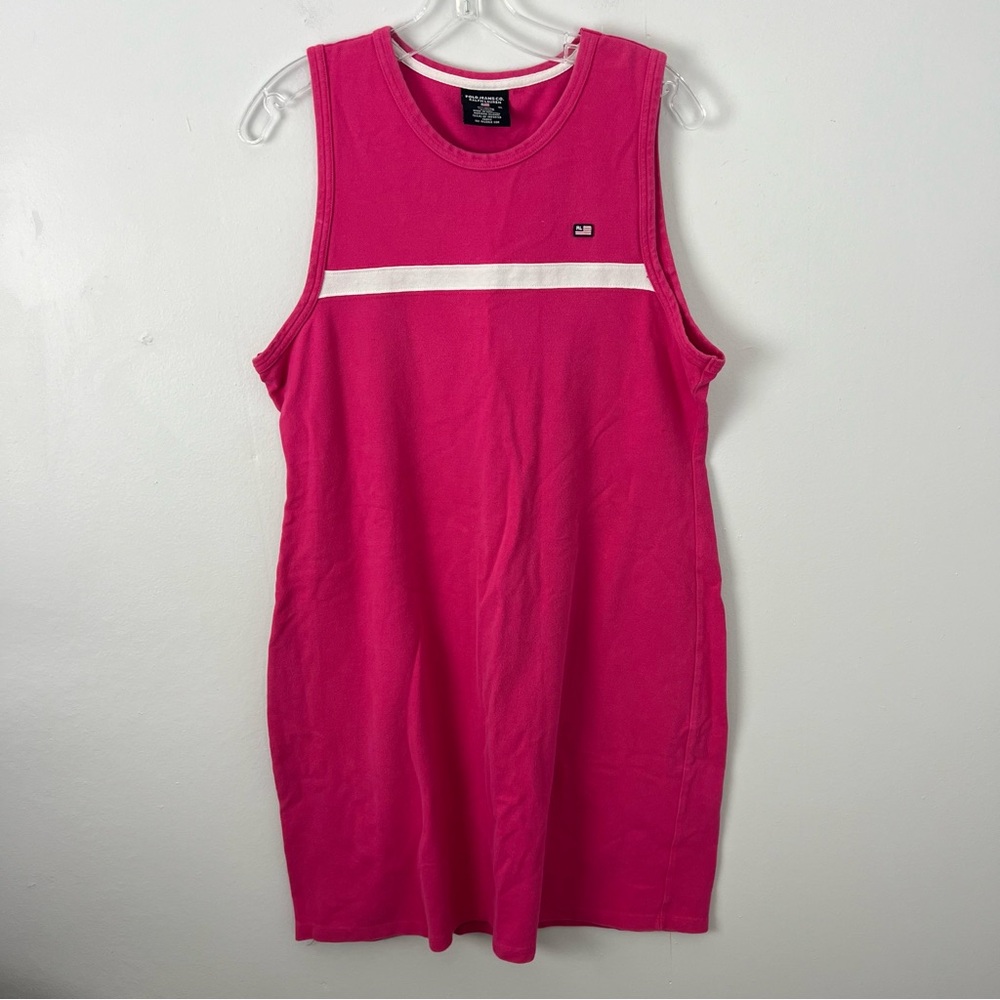 Polo Ralph Lauren Vintage Pique Dress Pink White Y2K Prep Tennis